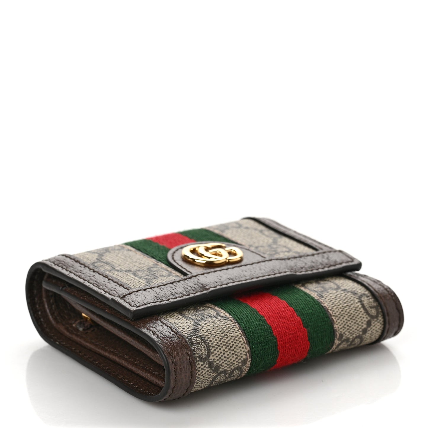GG Supreme Monogram Web Ophidia French Flap Wallet Beige New Acero