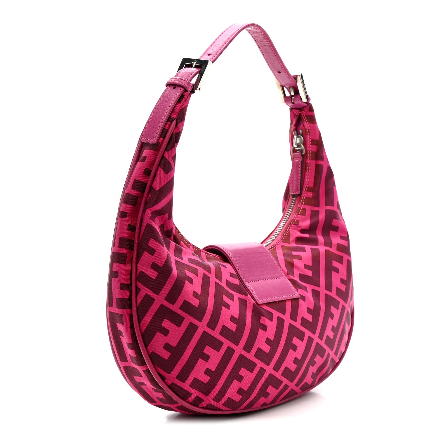 Fendi Nylon Half Moon Baguette Pink 3 of 10