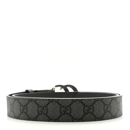 Gucci GG Supreme Monogram Plutone Calfskin Palladium Double G Reversible 30mm Belt 85 34 Black 2 of 5