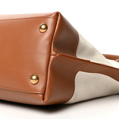 Saint Laurent Calfskin Linen Two Tone Cabas Tote Beige 9 of 9