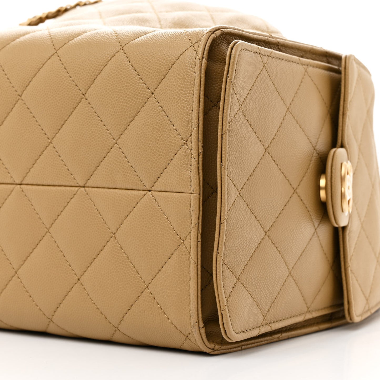 Caviar Quilted Medium Chanel 25 Handbag Dark Beige