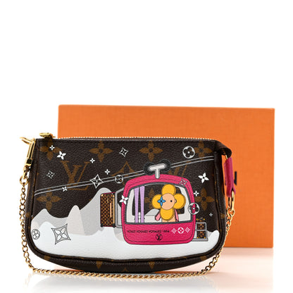 Louis Vuitton Monogram 2019 Christmas Animation Mini Courchevel Pochette Accessories Fuchsia 8 of 8