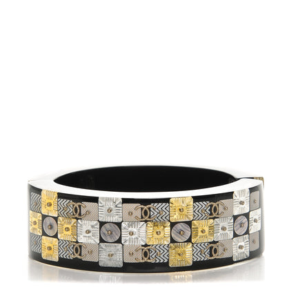 Chanel Resin Metal CC Cuff Black Gold 1 of 5