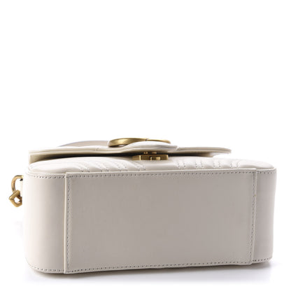 Gucci Calfskin Matelasse Mini GG Marmont Top Handle Shoulder Bag White 4 of 10