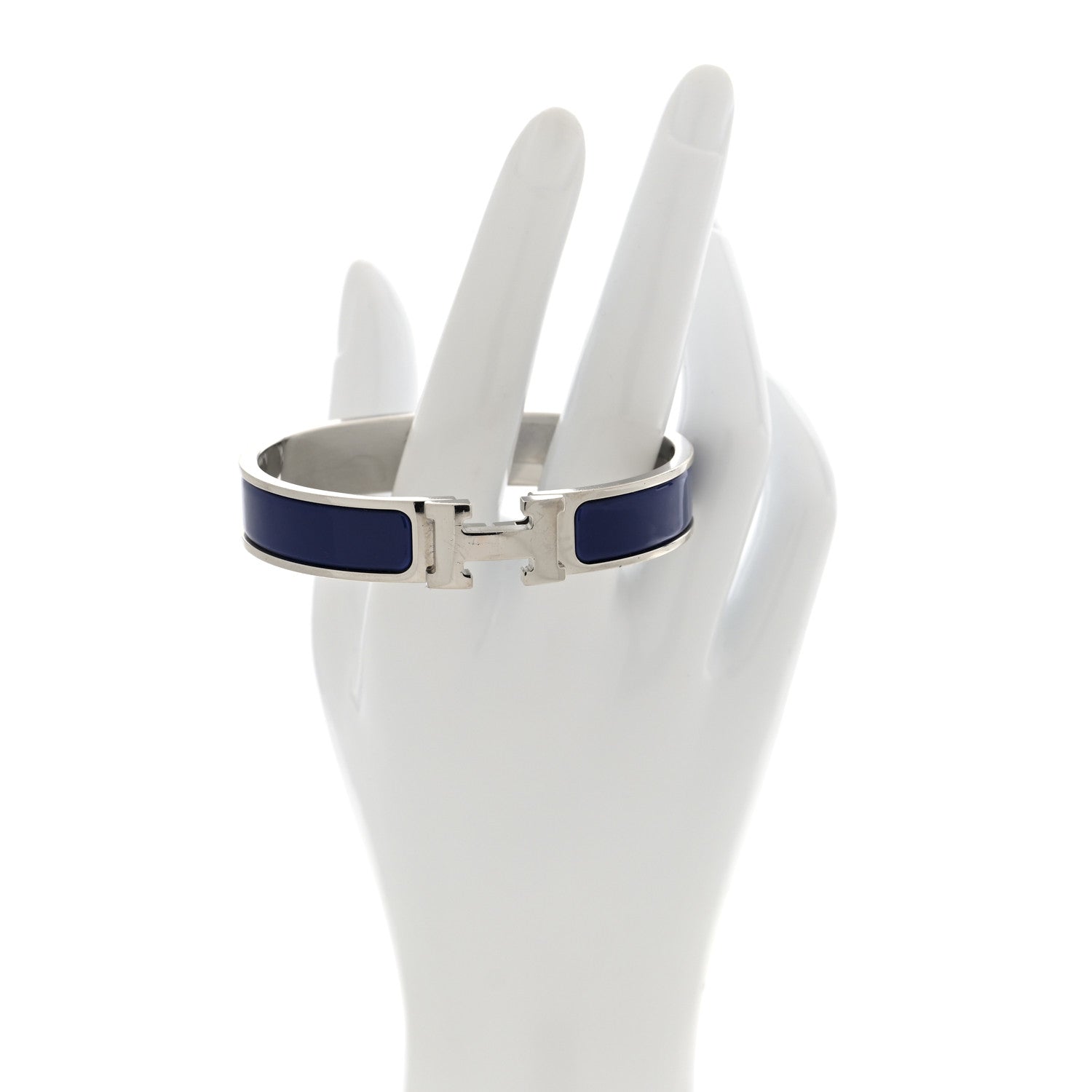 Hermes Enamel Narrow Clic Clac H Bracelet GM Bleu Indigo 1860274