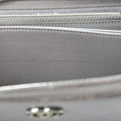 Chanel Calfskin Resin Stitched Zip Around Wallet Grey 10 of 17