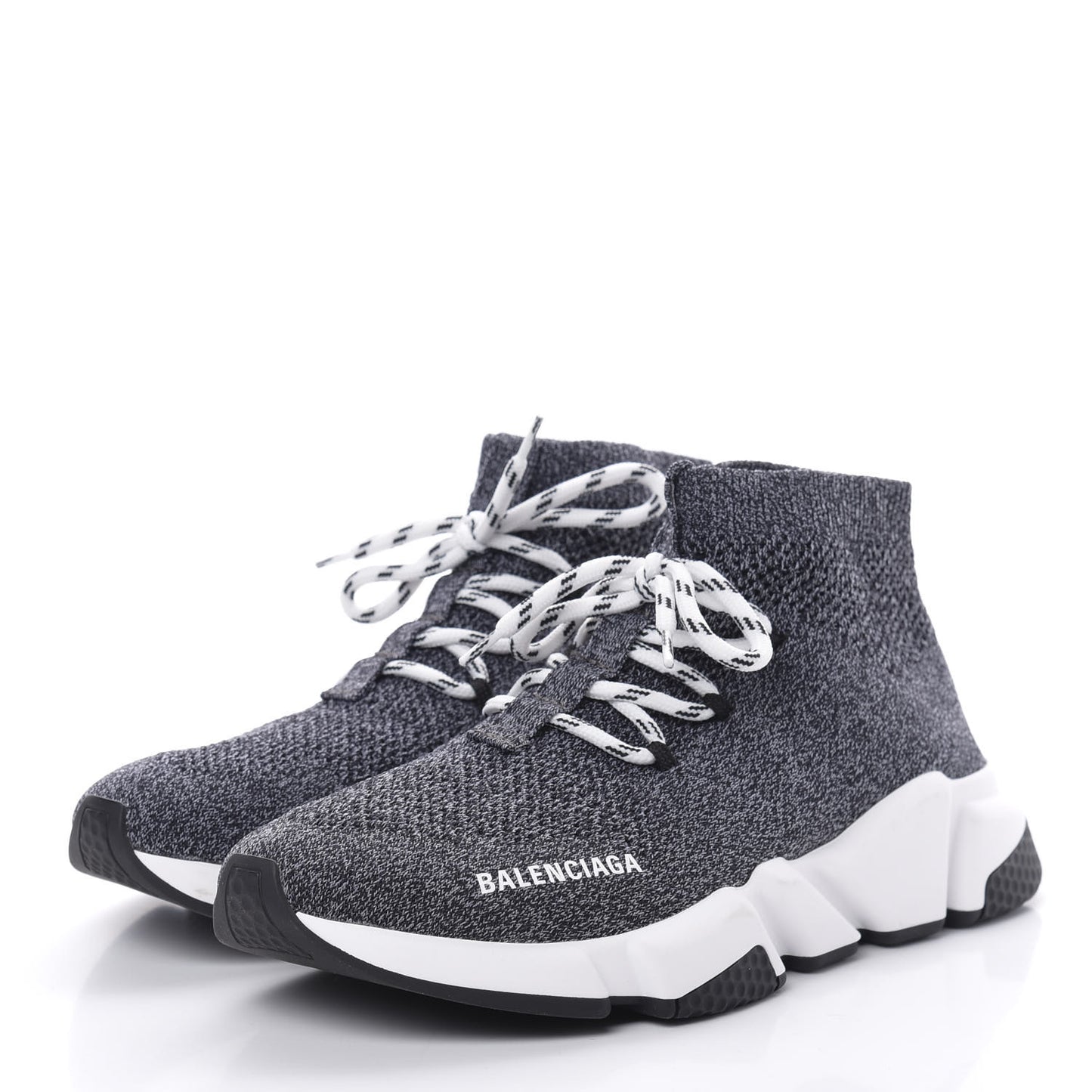 Chine Knit Bi-Color Sole Womens Speed Lace Up Sneakers 40 Black White