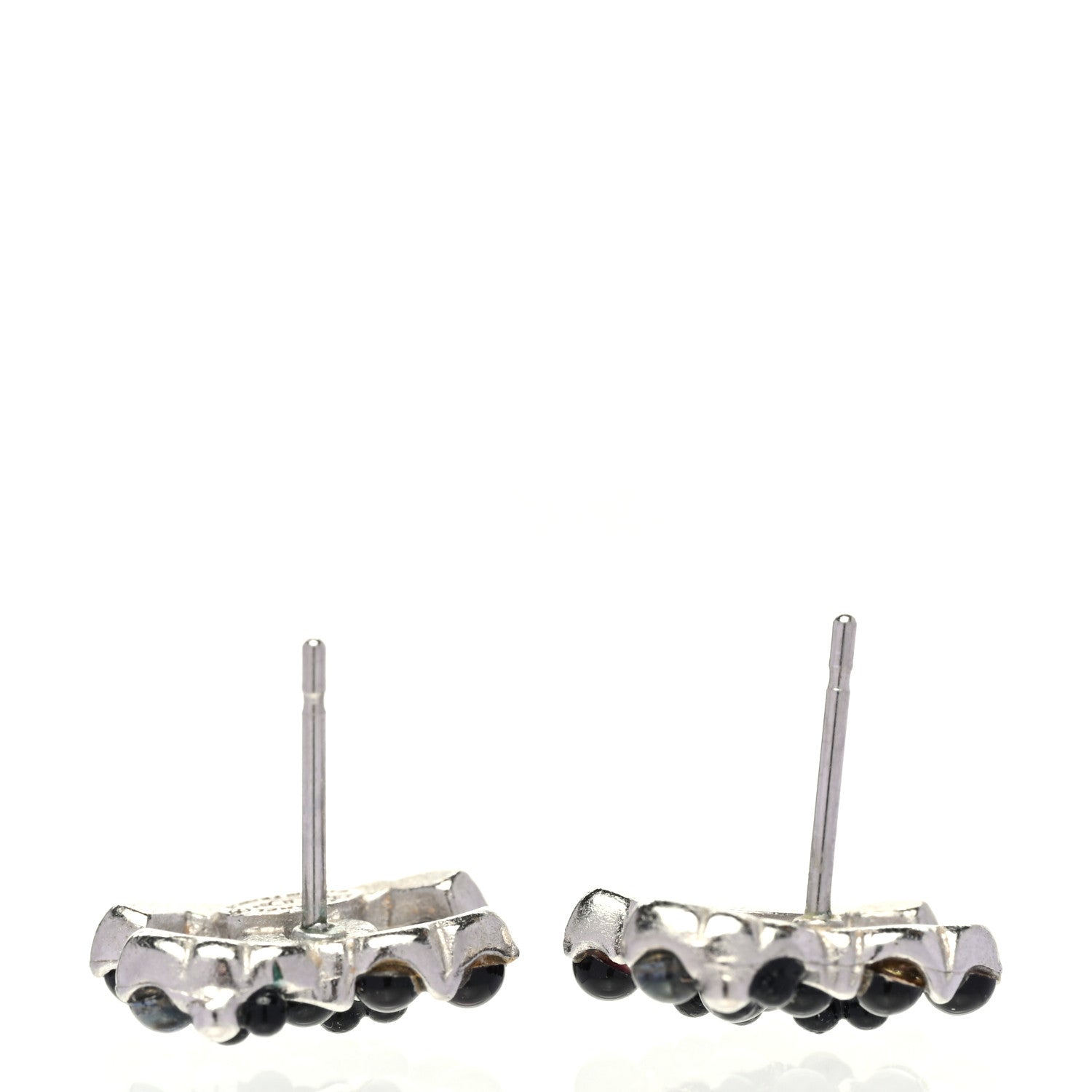 Chanel Ruthenium Studded Pearl CC Earrings Black 3 of 4