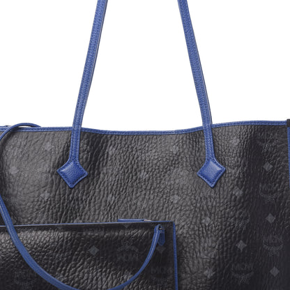 MCM Metallic Visetos Medium Kira Shopper Tote Black Blue 10 of 17
