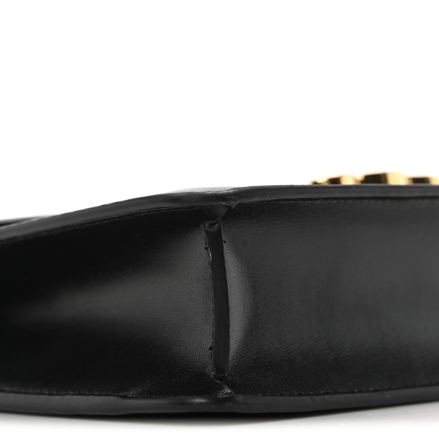 Shiny Calfskin Triomphe Margo Wallet on Chain Black