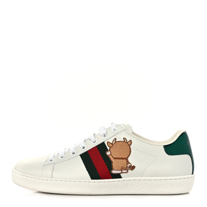 Gucci X DORAEMON Calfskin Fujiko Embroidered Womens Ace Sneakers 37.5 White Green 1 of 8