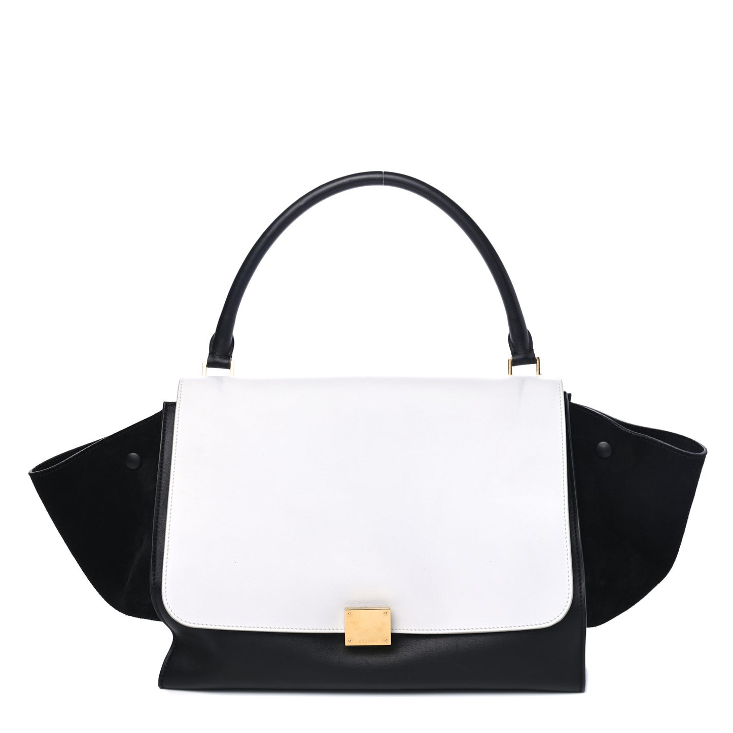 Smooth Calfskin Suede Large Bi-Color Trapeze Black