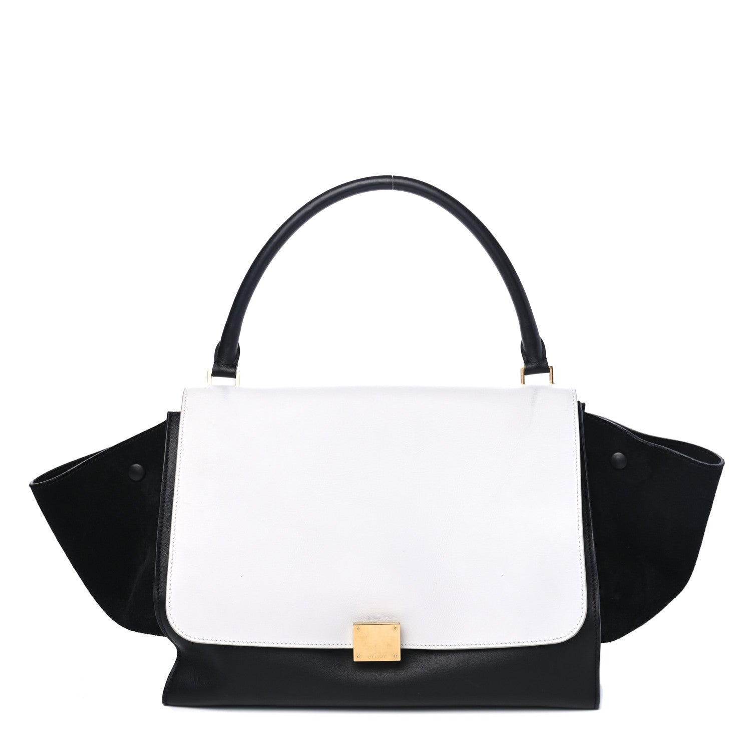 Celine Smooth Calfskin Suede Large Bi-Color Trapeze Black 2 of 4