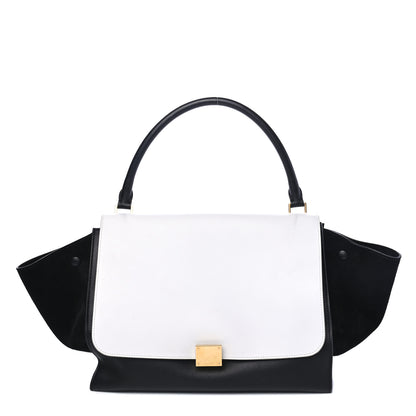 Celine Smooth Calfskin Suede Large Bi-Color Trapeze Black 2 of 4