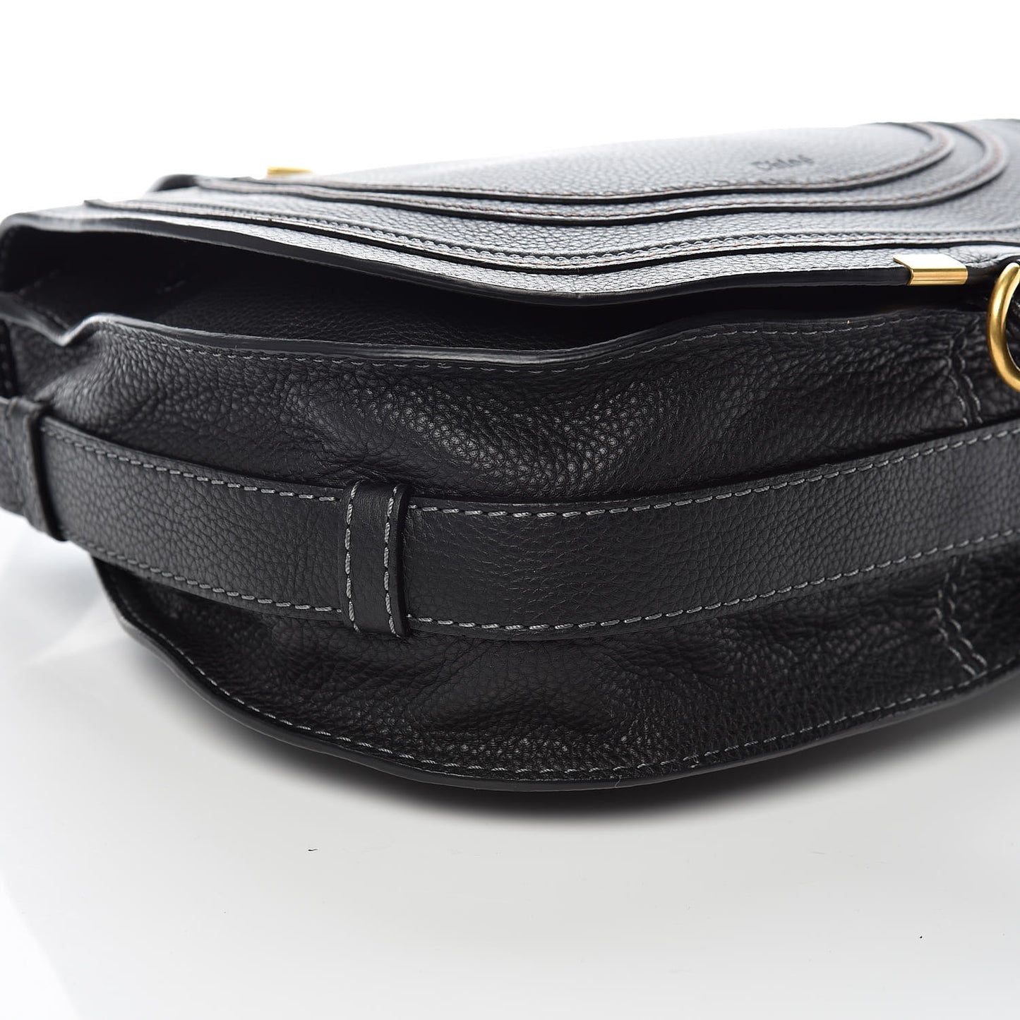 Calfskin Medium Marcie Round Crossbody Bag Black