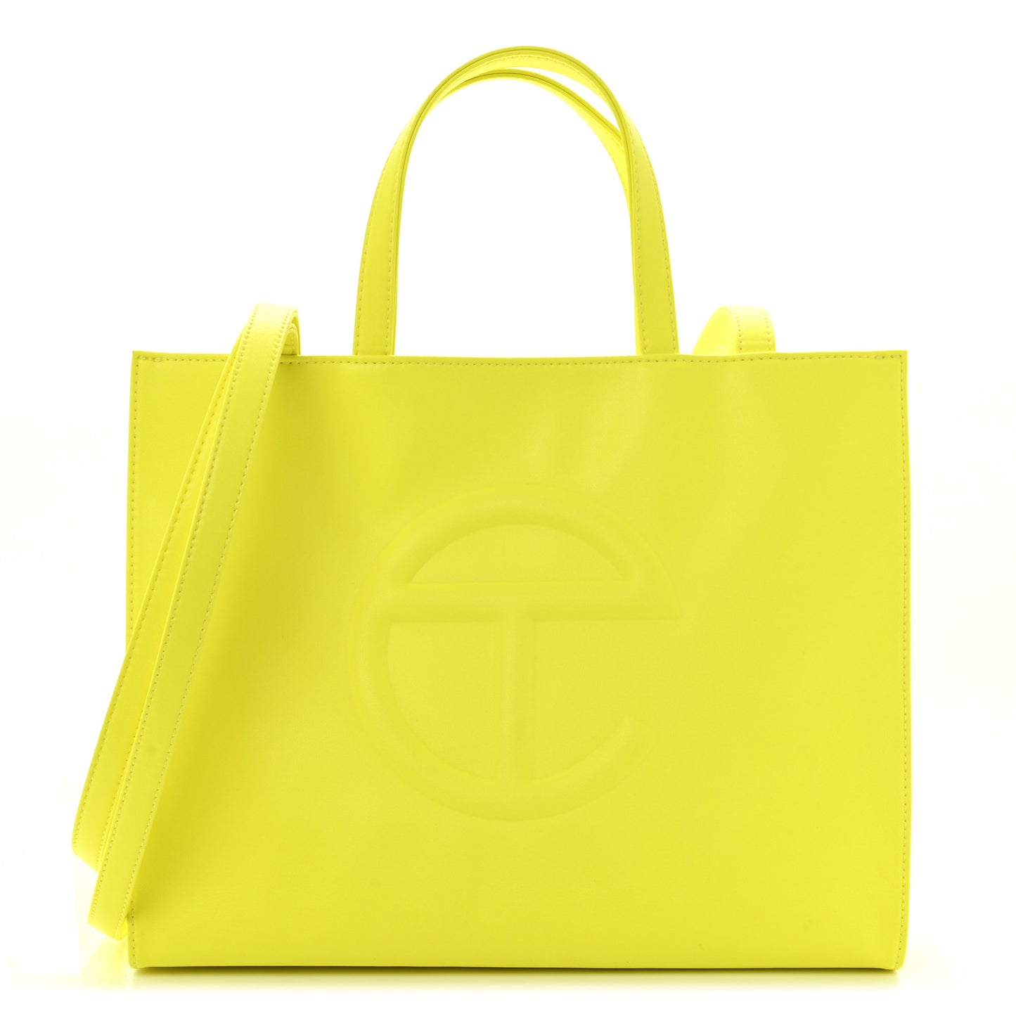 Vegan Leather Medium Shopping Bag Highlighter Yellow