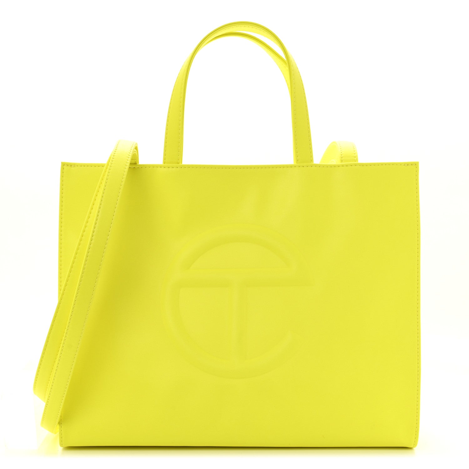 Telfar Vegan Leather Medium Shopping Bag Highlighter Yellow 1 of 13