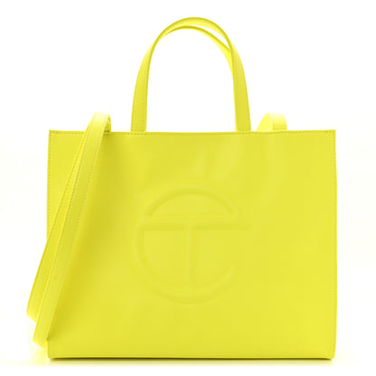 Telfar Vegan Leather Medium Shopping Bag Highlighter Yellow 1 of 13