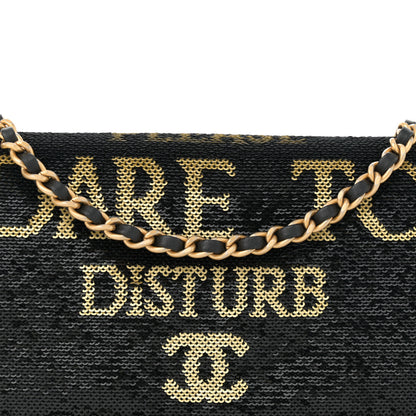 Chanel Sequin Paris Cosmopolite Dare To Disturb Flap Black Gold 6 of 12