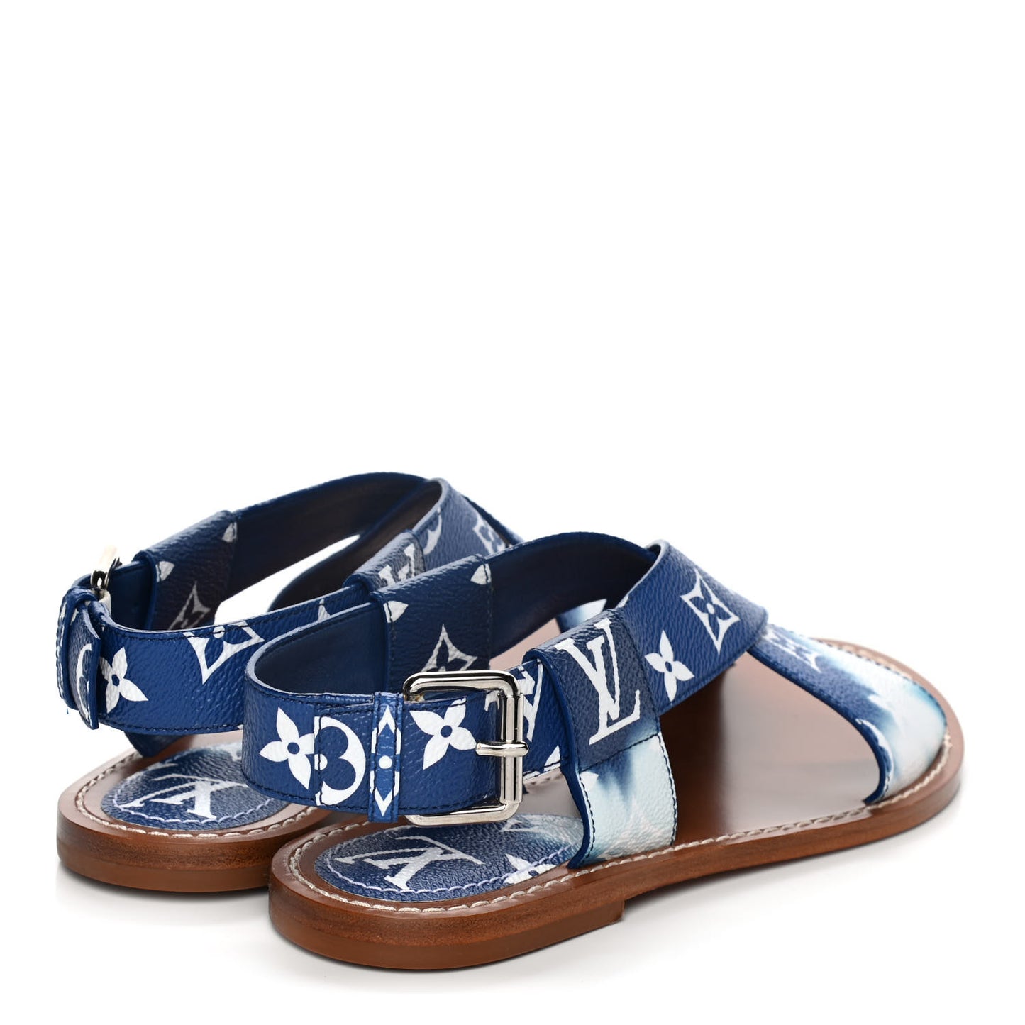 Monogram Escale Palma Flat Sandals 37 Blue
