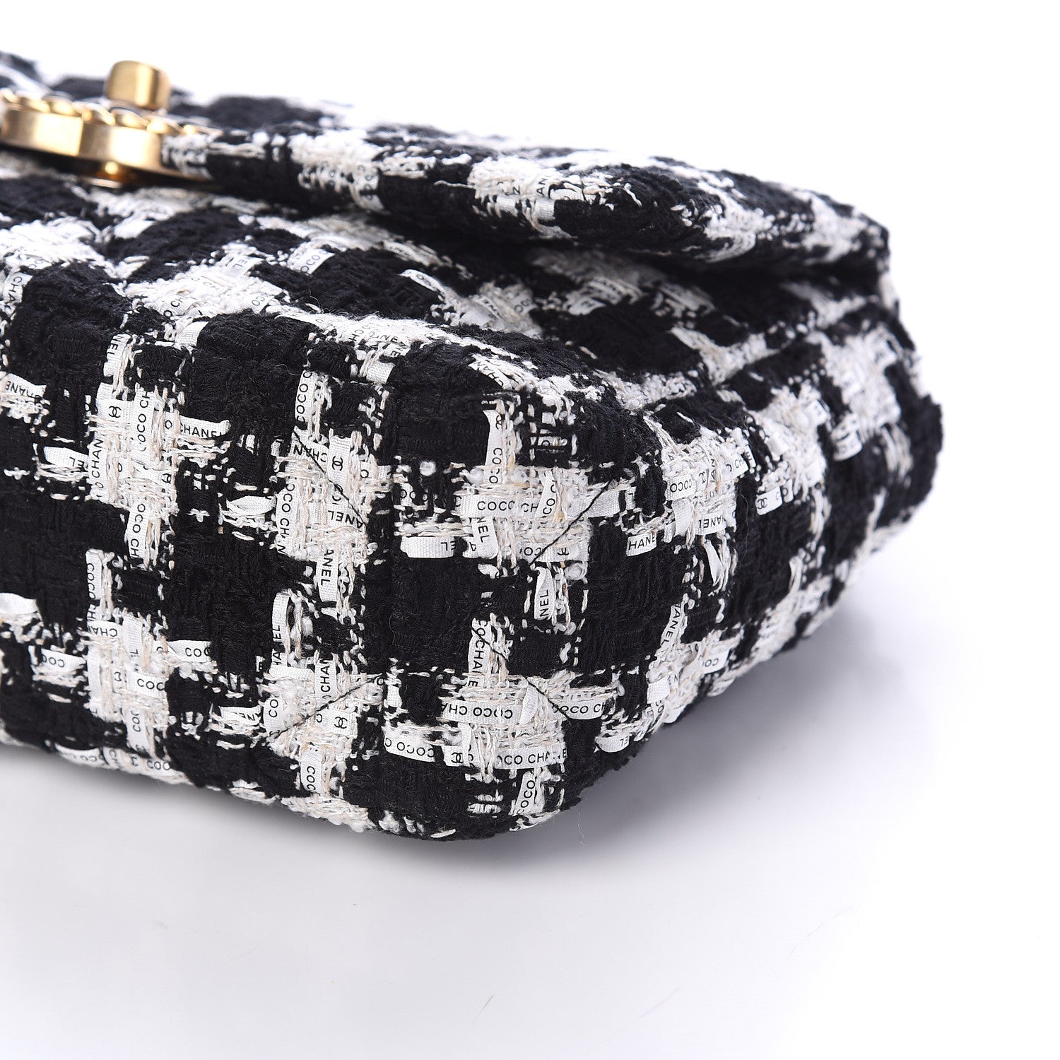 Chanel Tweed Quilted Medium 19 Flap Black Ecru White 9 of 9