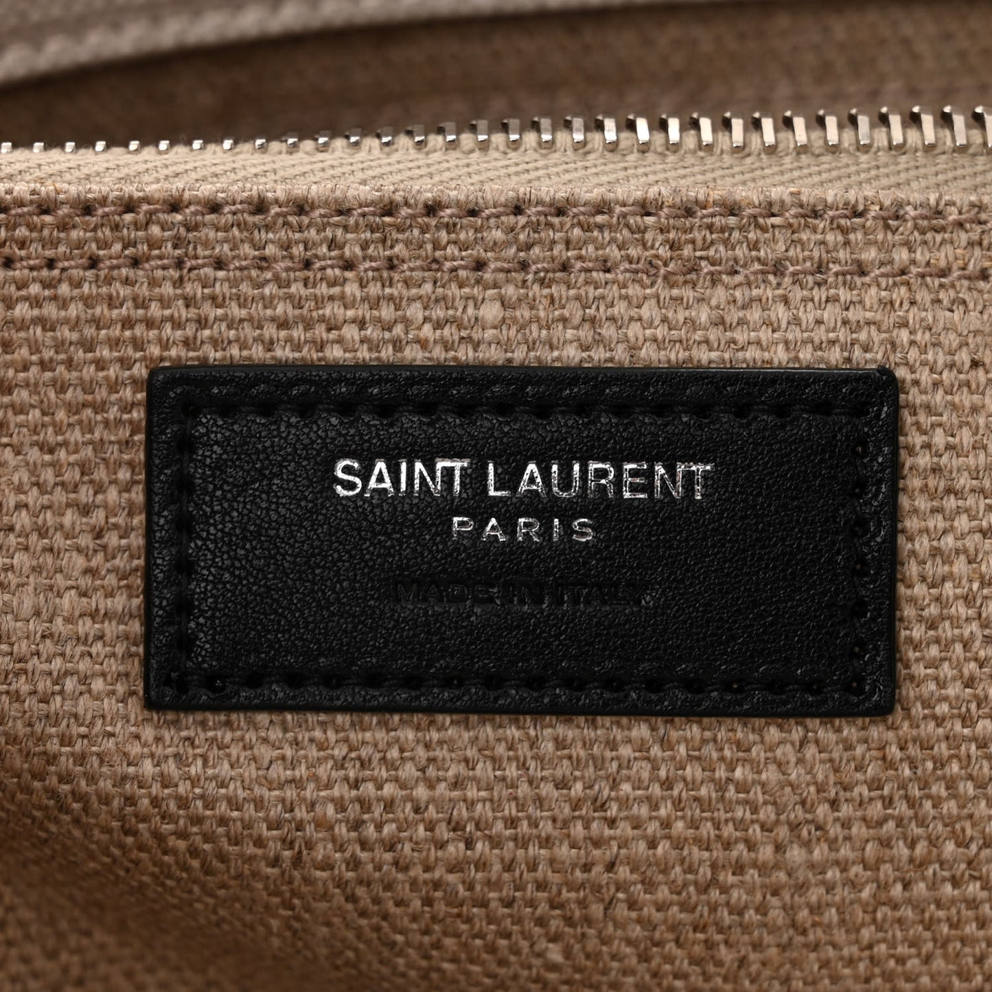 Linen Calfskin Small Rive Gauche Tote Greggio Natural
