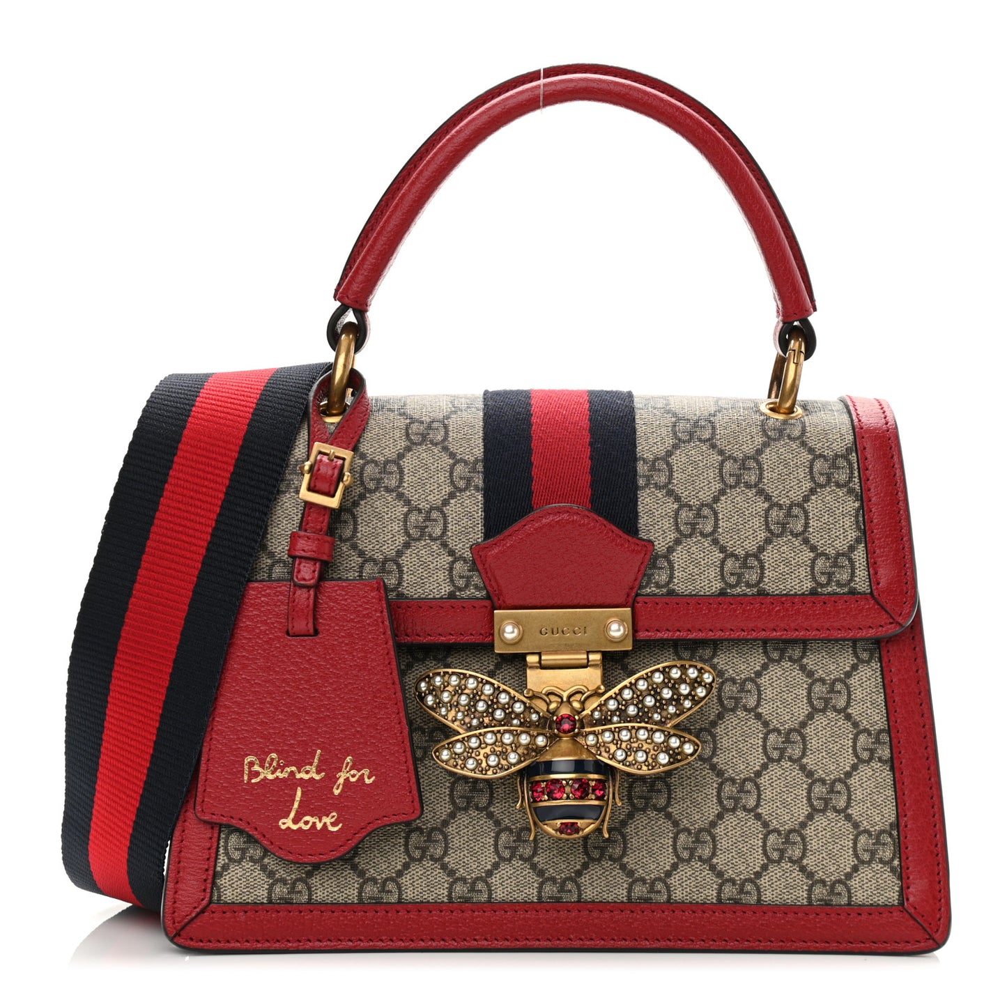 GG Supreme Monogram Small Queen Margaret Top Handle Bag Red