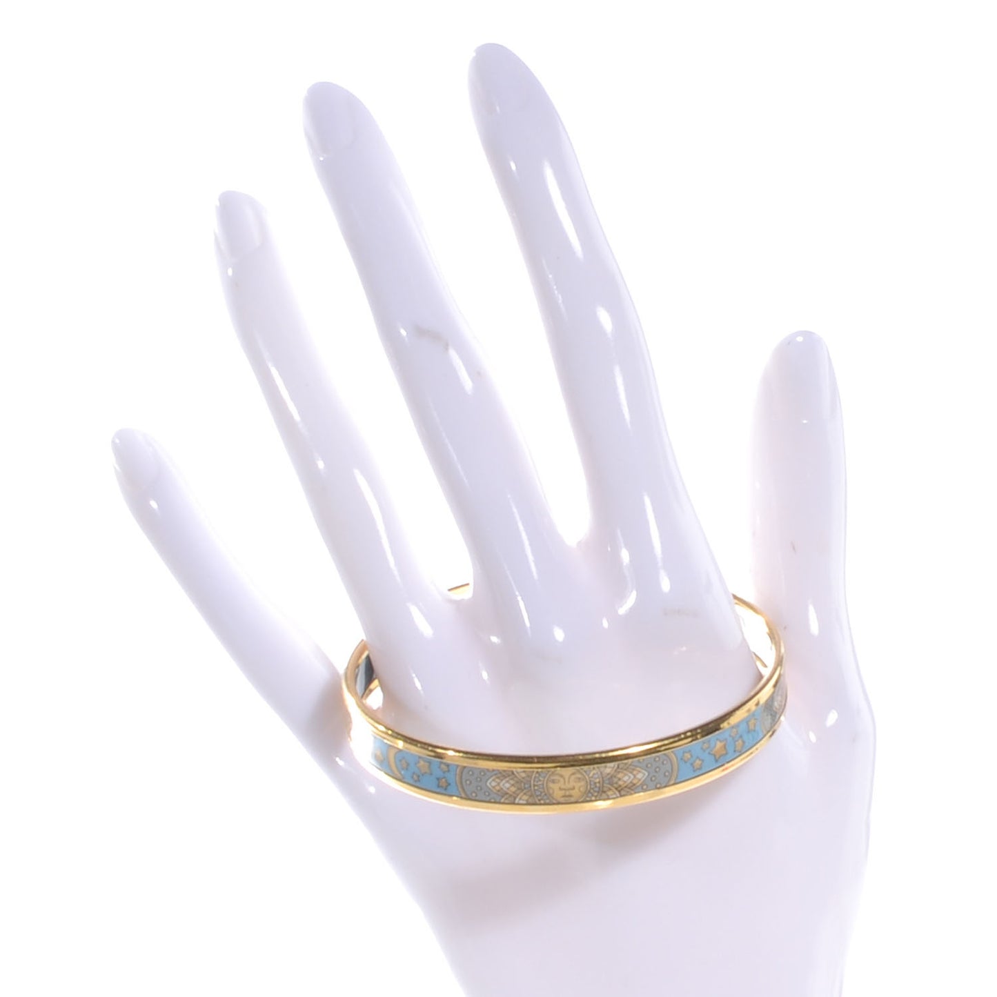 Enamel Printed Narrow Sun Moon Stars Bracelet 65 Bleu