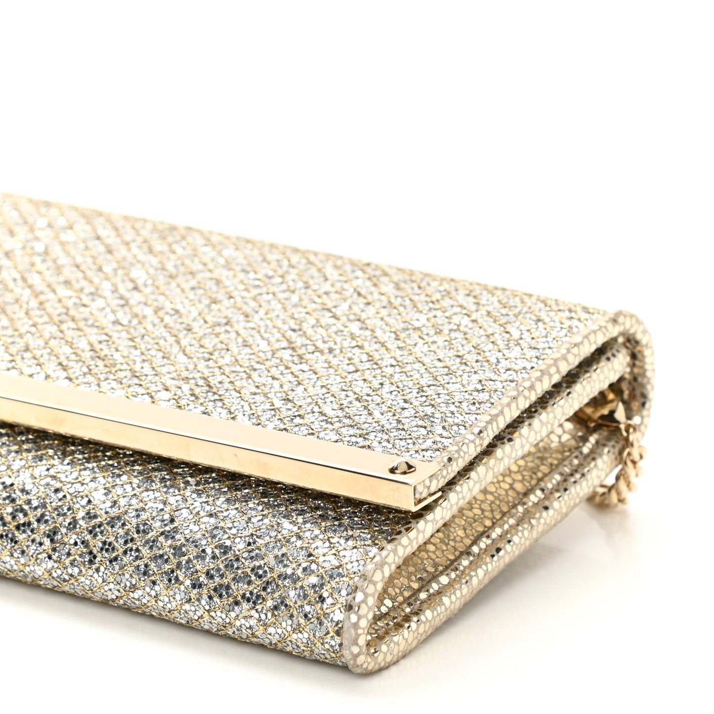 Glitter Fabric Milla Chain Wallet Champagne