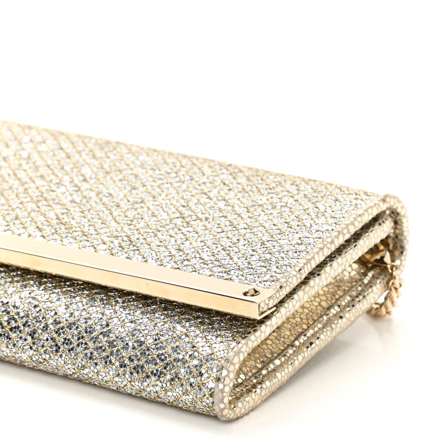 Jimmy Choo Glitter Fabric Milla Chain Wallet Champagne 9 of 9