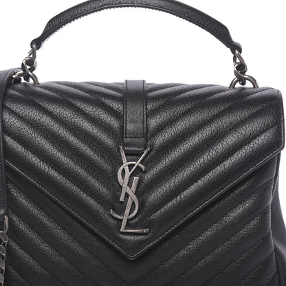 Saint Laurent Sheepskin Matelasse Chevron Monogram Medium College Bag Black 9 of 9
