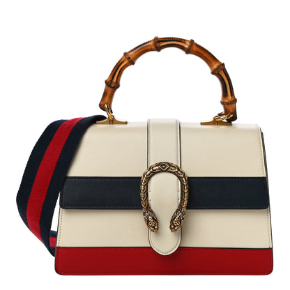 Gucci Calfskin Bamboo Web Medium Dionysus Top Handle Bag White Blue Hibiscus Red 1 of 13