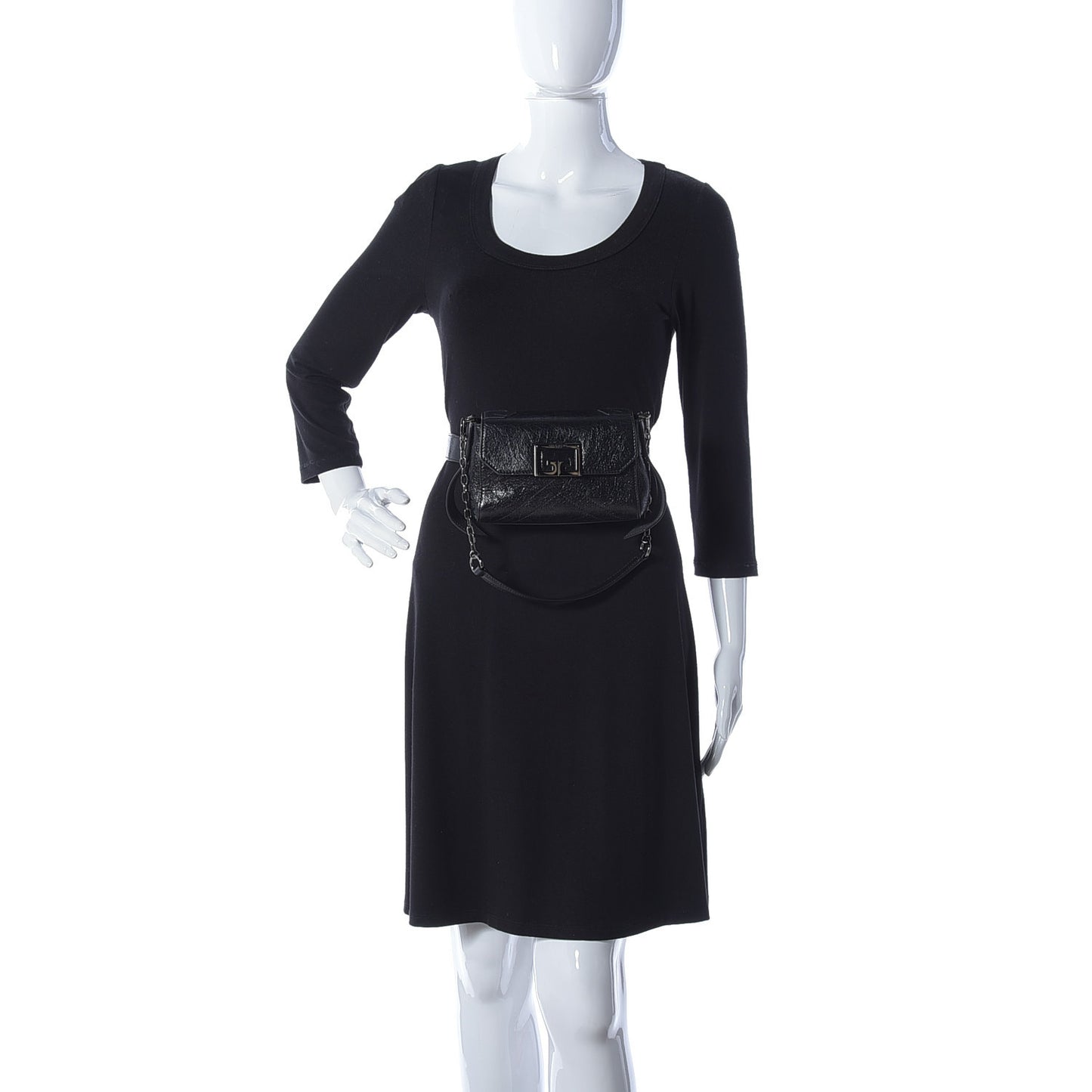 Crinkled Patent Calfskin ID Convertible Belt Bag Black