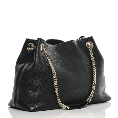 Gucci Pebbled Calfskin Medium Soho Chain Shoulder Bag Black 3 of 6