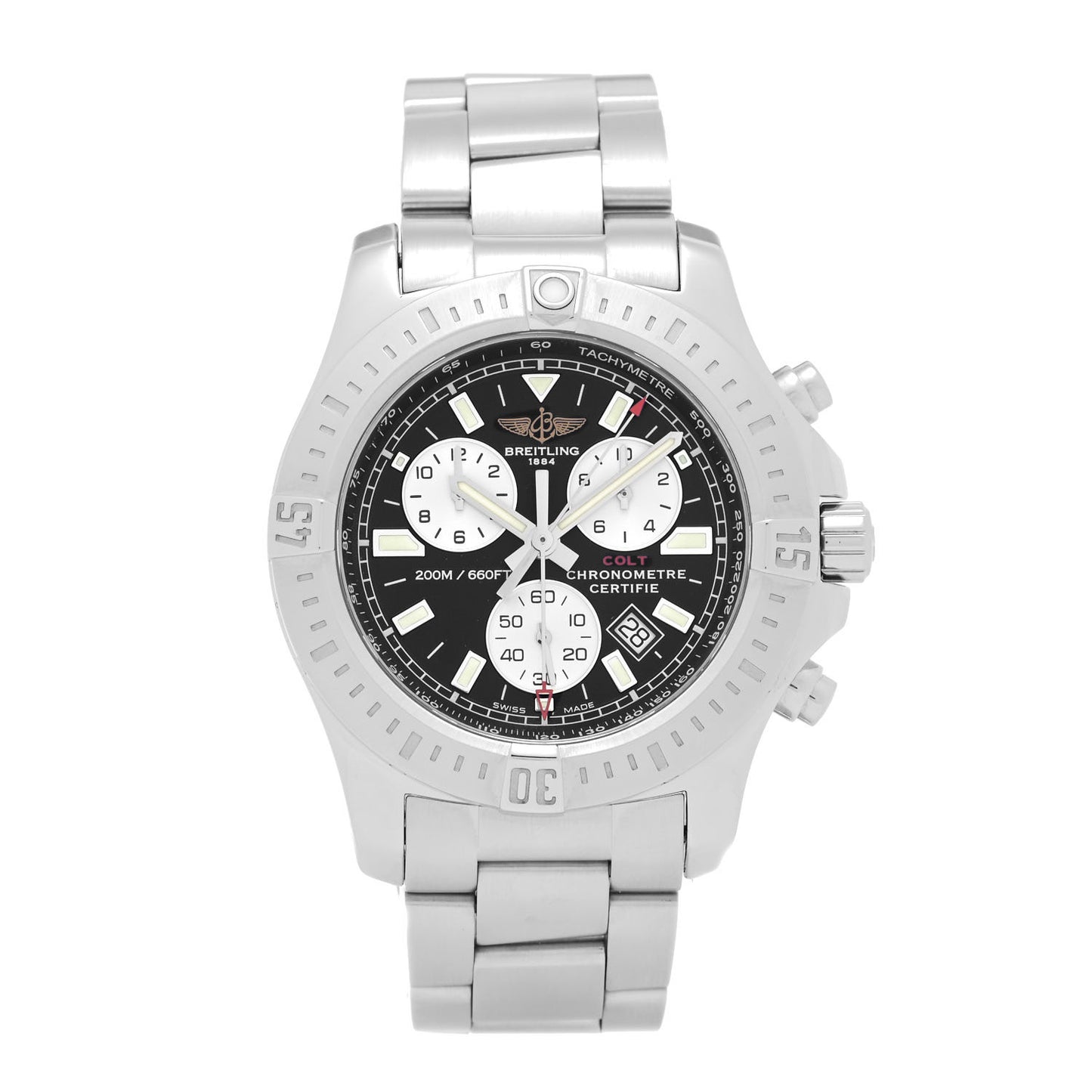 Stainless Steel 44mm Colt Chronograph Quartz Watch Black A73388