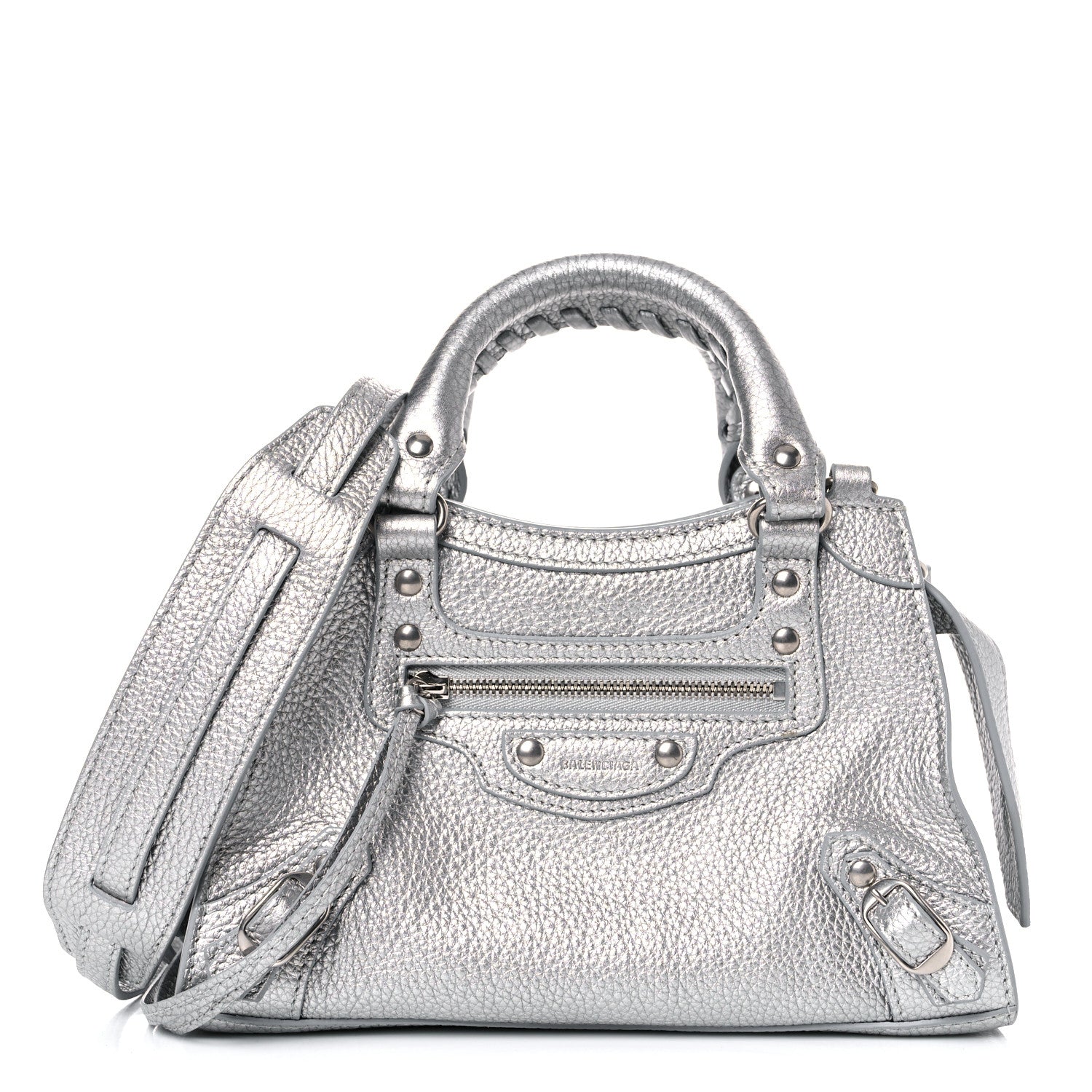 Balenciaga Metallic Grained Calfskin Neo Classic Silver Hardware Mini City Silver 1 of 10