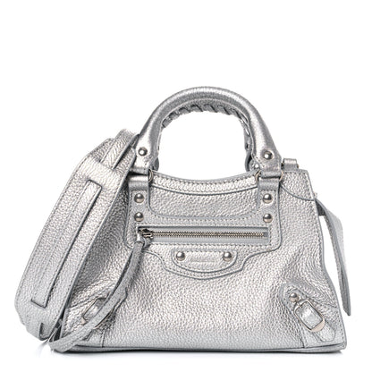 Balenciaga Metallic Grained Calfskin Neo Classic Silver Hardware Mini City Silver 1 of 10