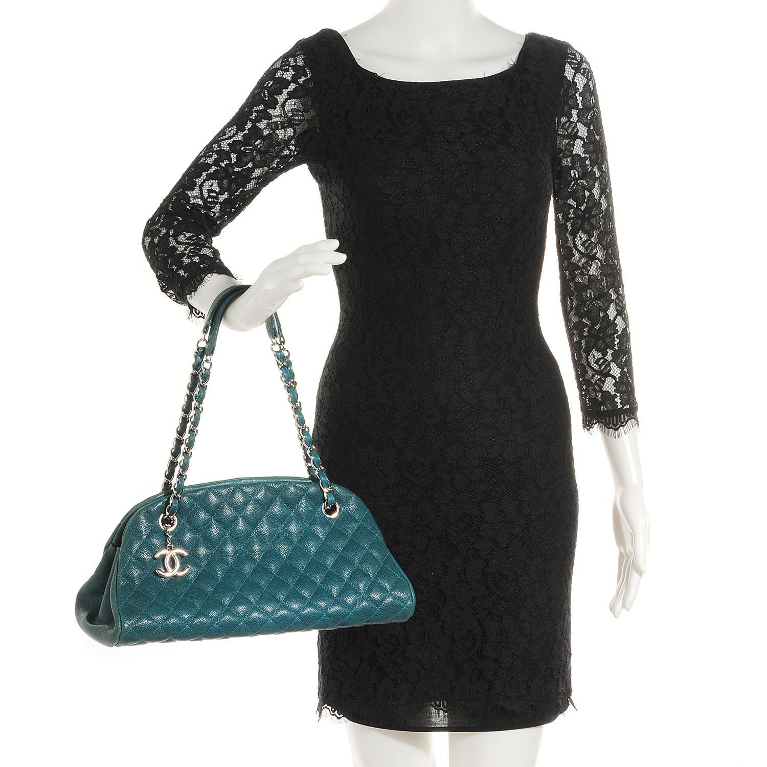 Chanel Caviar Quilted Medium Just Mademoiselle Turquoise 2 of 8