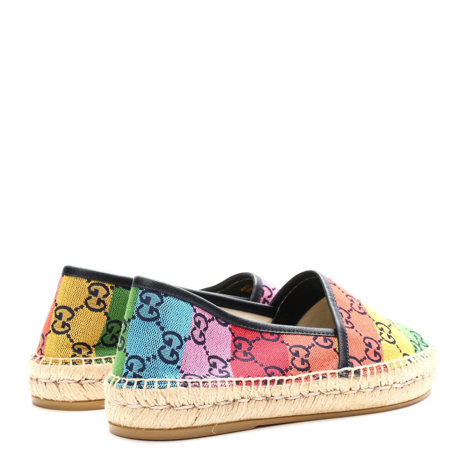Gucci Monogram Multicolor Womens Espadrilles 37.5 Blue Rainbow Blue 5 of 10