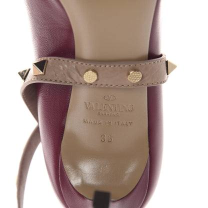 Valentino Garavani Nappa Rockstud Studwrap Strap Mid Heel Pumps 35 Camelia Poudre 8 of 10