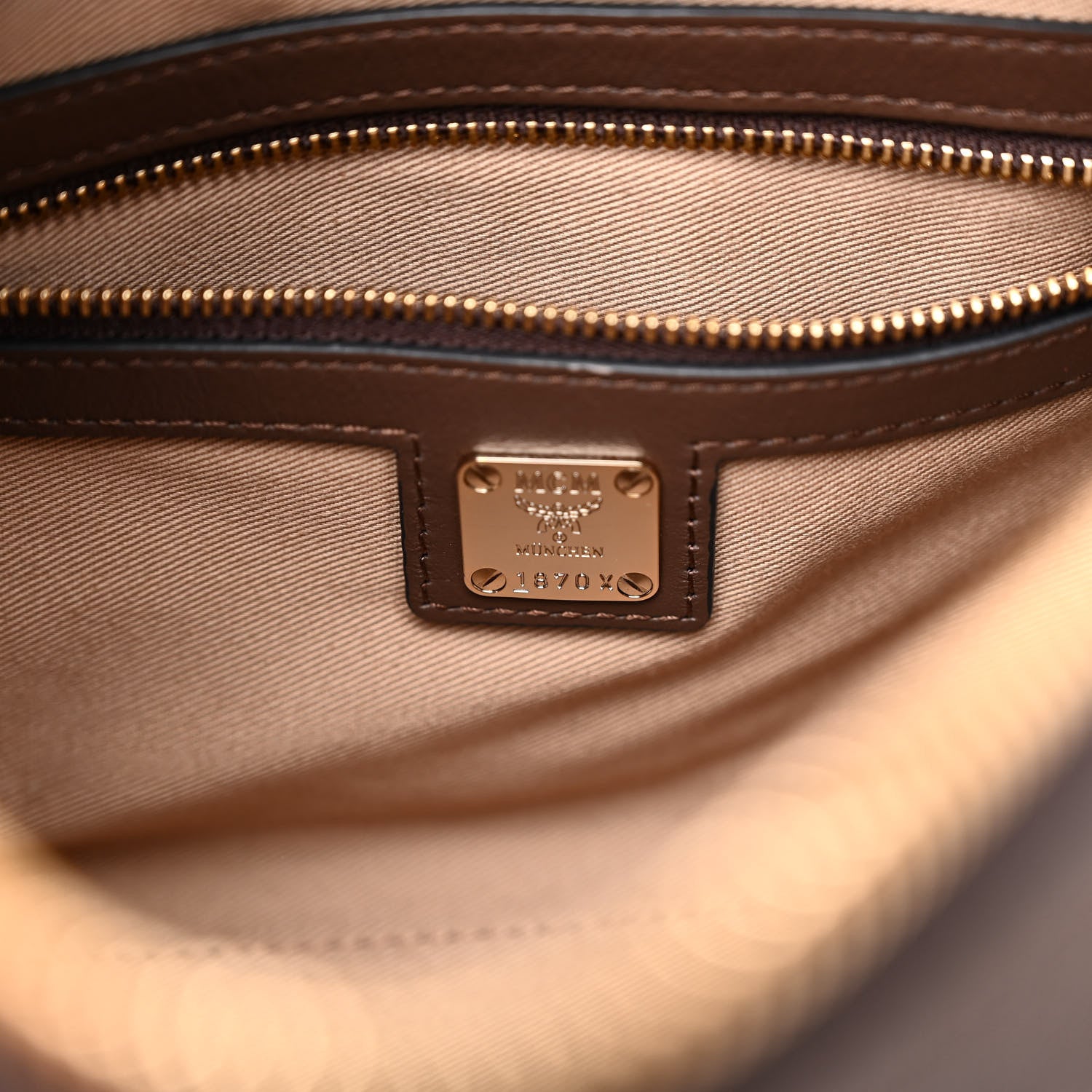 MCM Calfskin Ottomar Monogram Essential Boston Bag Chestnut 6 of 9