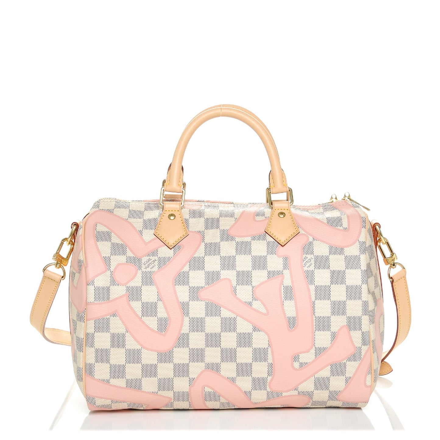 Damier Azur Tahitienne Speedy Bandouliere 30 Rose Ballerine