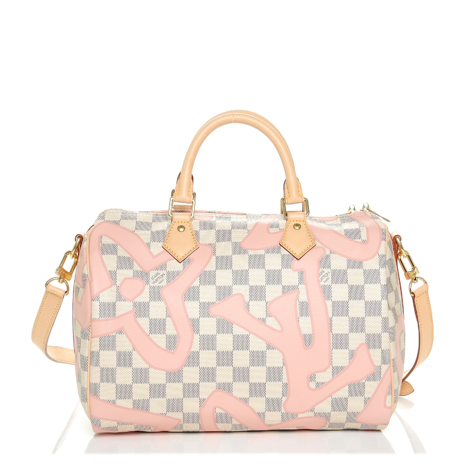 Louis Vuitton Damier Azur Tahitienne Speedy Bandouliere 30 Rose Ballerine 1 of 6