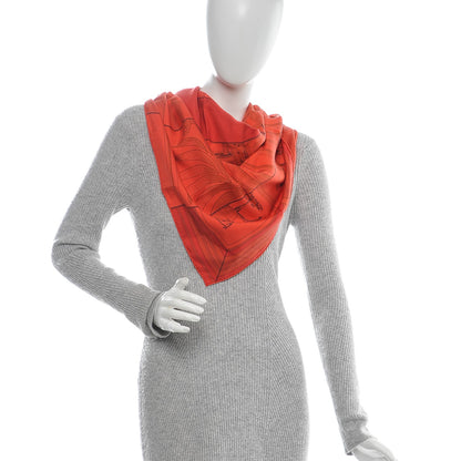 Hermes Silk Dip Dye Carre En Carres Scarf 90 Geranium Framboise Rouge 2 of 7