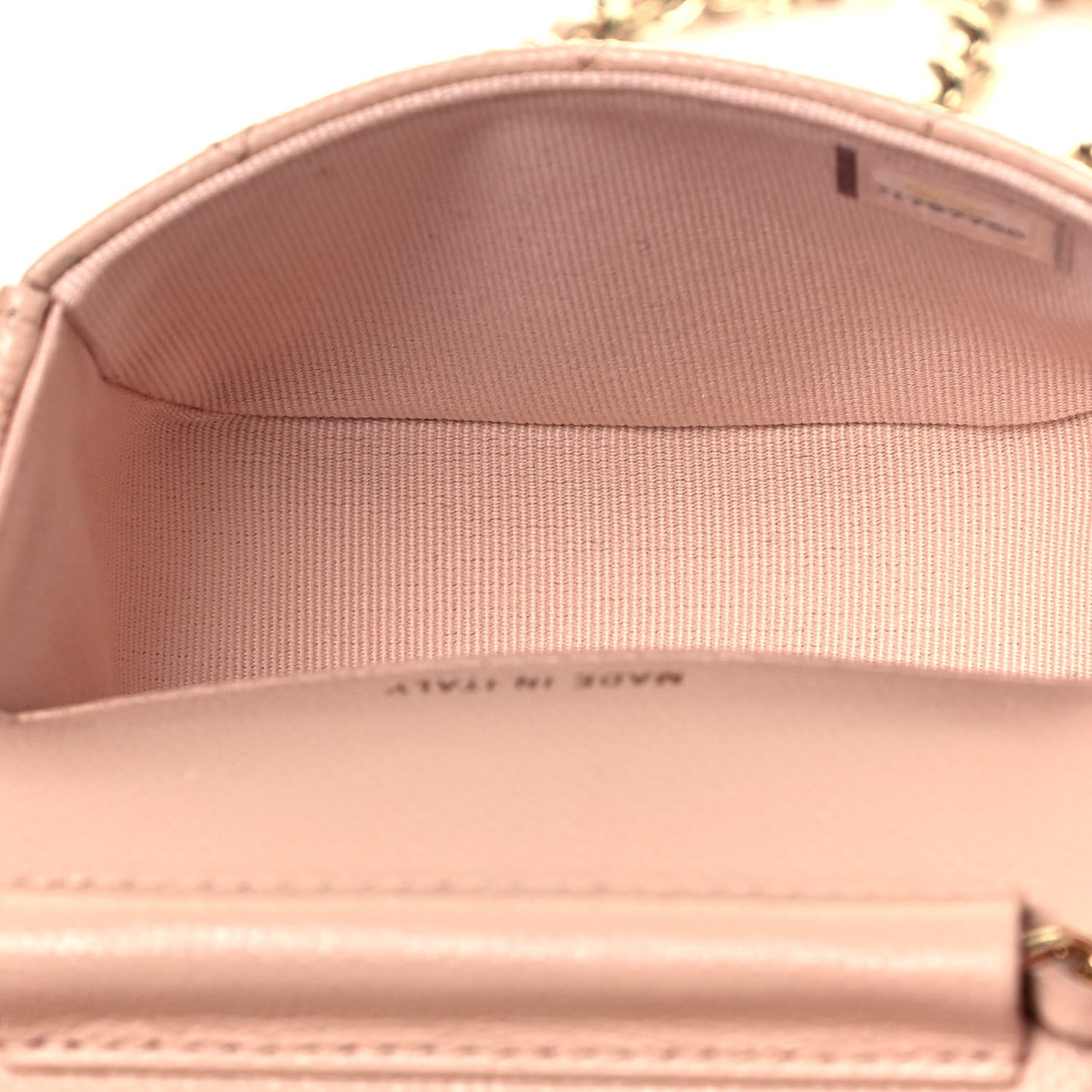 Caviar Quilted Mini Clutch With Chain Light Beige