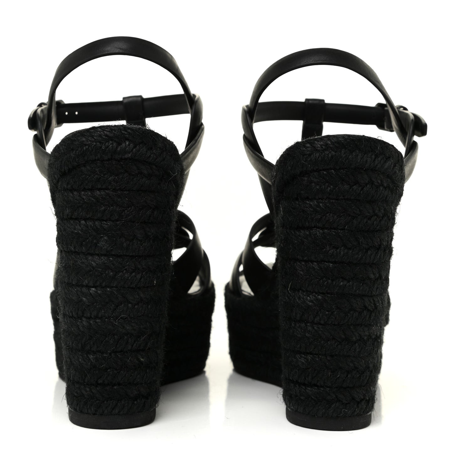 Calfskin Tribute 95 Platform Espadrille Wedge Sandals 37 Black