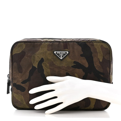 Prada Nylon Camouflage Print Clutch Khaki 2 of 11