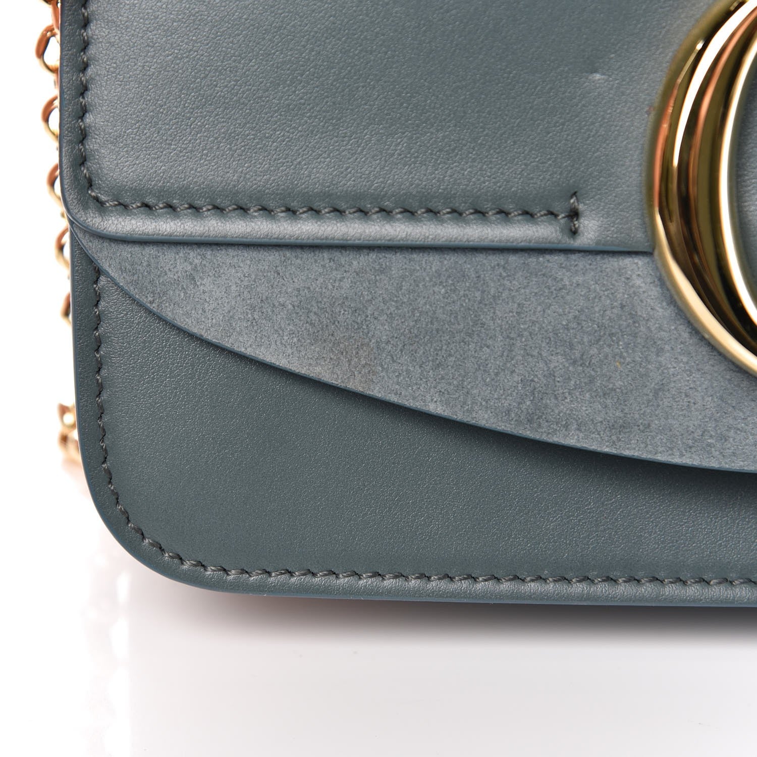 Chloe Calfskin Suede C Clutch With Chain Cloudy Blue 8 of 8