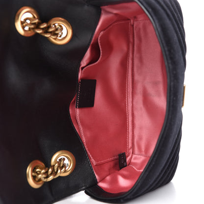Gucci Velvet Matelasse Mini GG Marmont Shoulder Bag Black 5 of 11