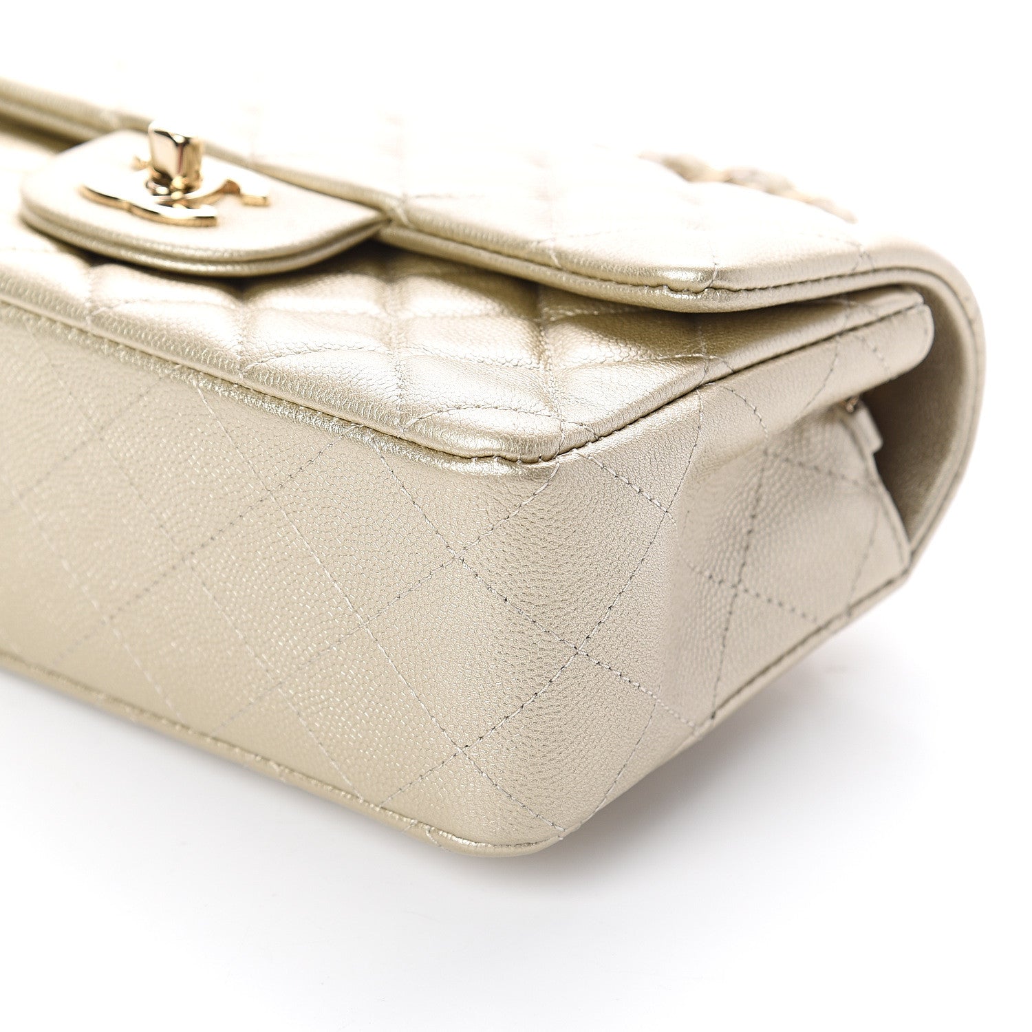 Chanel Metallic Caviar Quilted Mini Rectangular Flap Gold 8 of 8